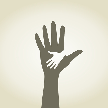 Childrens hand in a hand. A illustrationのイラスト素材