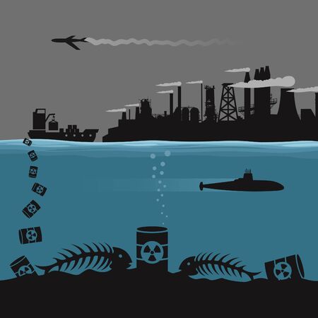 The industry pollutes ecology illustrationのイラスト素材