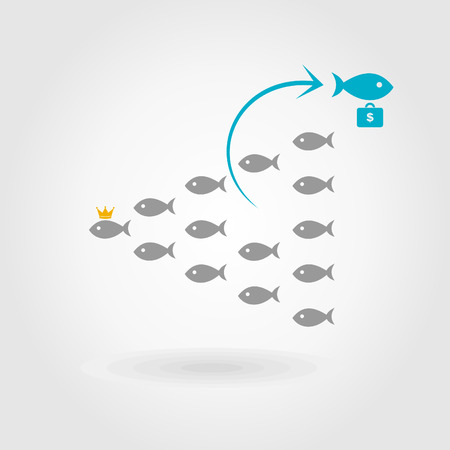 Fish left crowd illustrationのイラスト素材