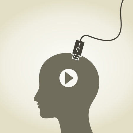 The head is connected to the computer illustrationのイラスト素材