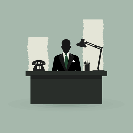 The businessman behind a table at office illustrationのイラスト素材