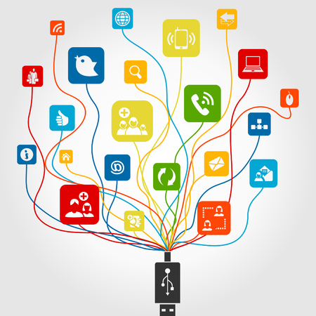 Loop connection to the computer. A vector illustrationのイラスト素材