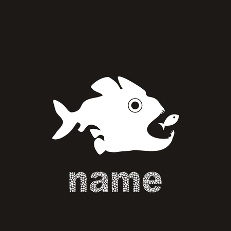 Predatory fish hunts on small fishes. A vector illustrationのイラスト素材