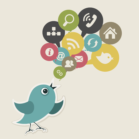 The bird speaks about the social. A vector illustrationのイラスト素材