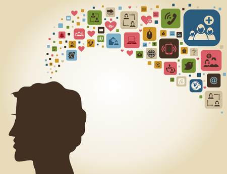 The man thinks of communication. A vector illustrationのイラスト素材