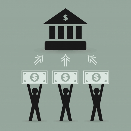 The contribution of money to bank. A vector illustrationのイラスト素材
