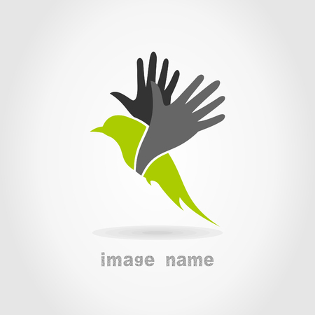Bird in flight on a grey . A vector illustrationのイラスト素材