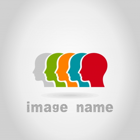 Five head on a grey . A vector illustrationのイラスト素材