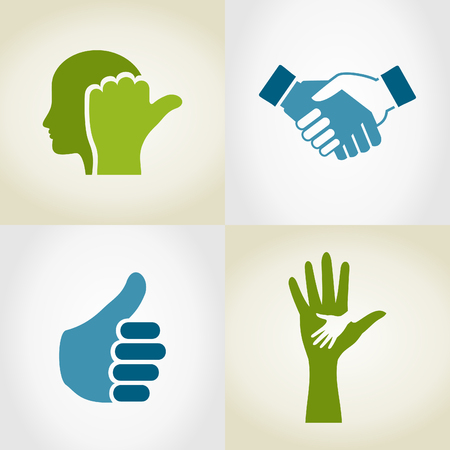 Set of icons of hands. A vector illustrationのイラスト素材