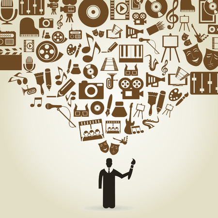 The artist with a brush. A vector illustrationのイラスト素材