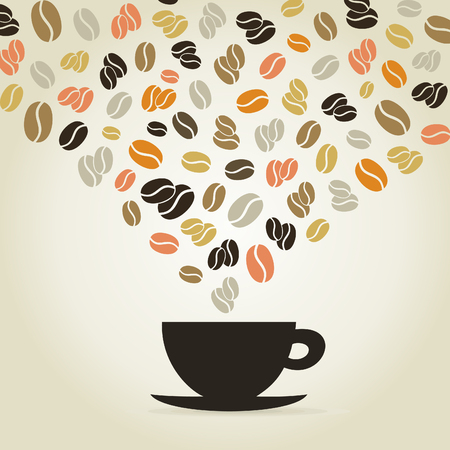 Coffee cup made of coffee grains. A vector illustrationのイラスト素材