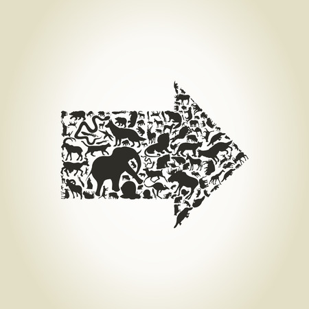 Arrow made of animals. A vector illustrationのイラスト素材
