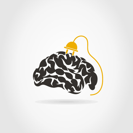 Brain on a grey background. A vector illustrationのイラスト素材