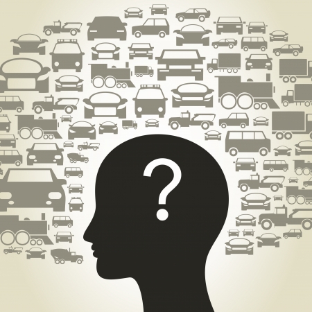 Head of the person made of cars. A vector illustrationのイラスト素材
