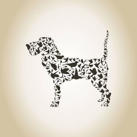 Dog made of birds. A vector illustrationのイラスト素材