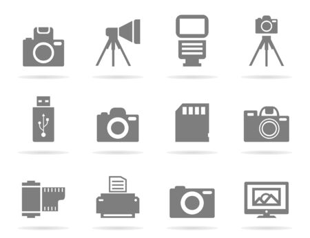 Set of icons of a photo. A vector illustrationのイラスト素材