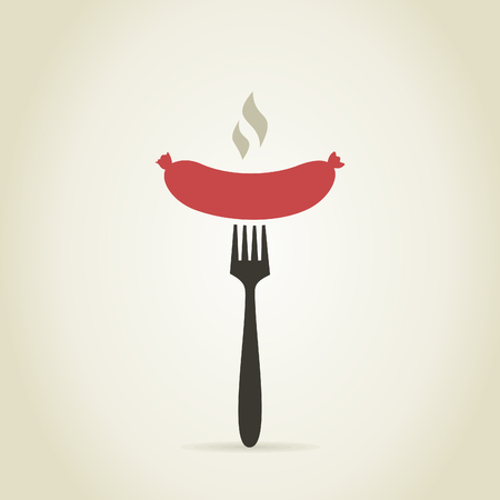 Sausage on a plug. A vector illustrationのイラスト素材