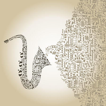 From Saxophone notes take off. A vector illustrationのイラスト素材