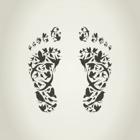 Trace of the person made of birds. A vector illustrationのイラスト素材