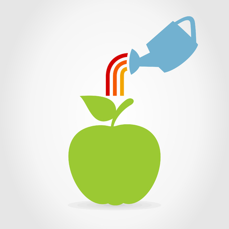 The watering can waters an apple. A illustrationのイラスト素材