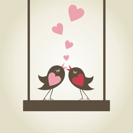 Enamoured birds love. A illustrationのイラスト素材