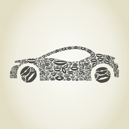 The car made of lips. A illustrationのイラスト素材