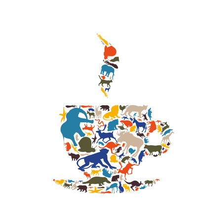 Cup made of animals. A illustrationのイラスト素材