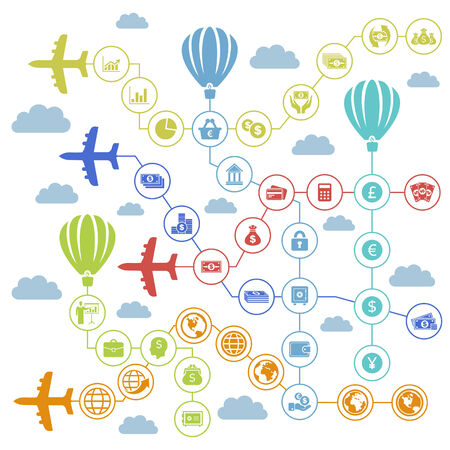 Planes carry business the sky. A vector illustrationのイラスト素材