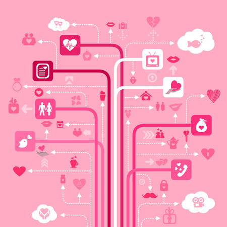 Abstract line love. A vector illustrationのイラスト素材