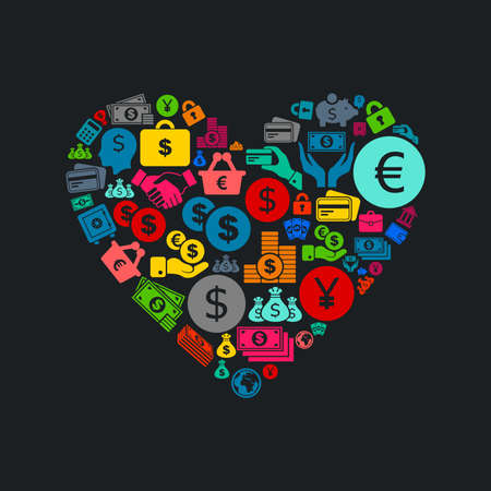 Heart made of business. A vector illustrationのイラスト素材