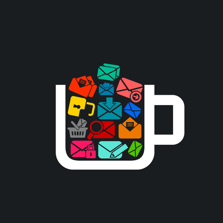 Cup filled the letter. A vector illustrationのイラスト素材