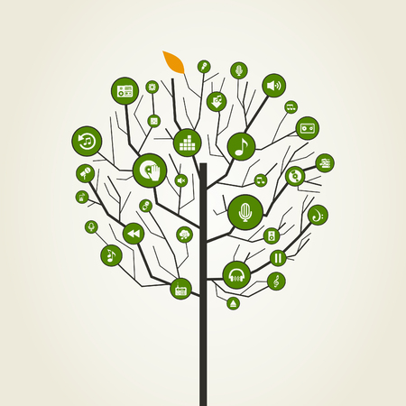Abstraction a tree music. A vector illustrationのイラスト素材