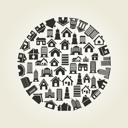Circle made of houses. A vector illustrationのイラスト素材