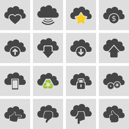 Set of icons of clouds. A vector illustrationのイラスト素材