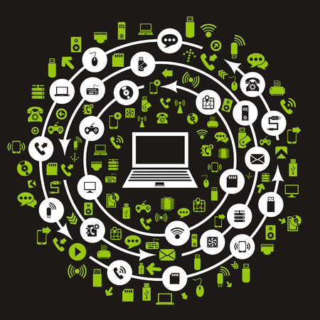 Round the computer electronics. A vector illustrationのイラスト素材