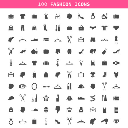 Collection of icons on a theme a fashion and clothes. A vector illustrationのイラスト素材