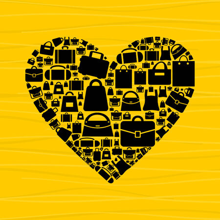 Heart made of bags. A vector illustrationのイラスト素材