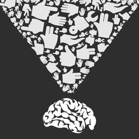 The brain thinks and hands do. A vector illustrationのイラスト素材