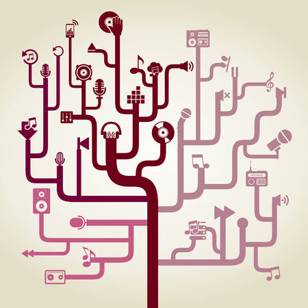 Music in an abstract labyrinth. A vector illustrationのイラスト素材