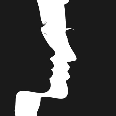 Face women and men on a black backgroundのイラスト素材