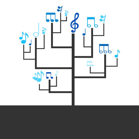 Abstract tree with musical notes instead of leafsのイラスト素材