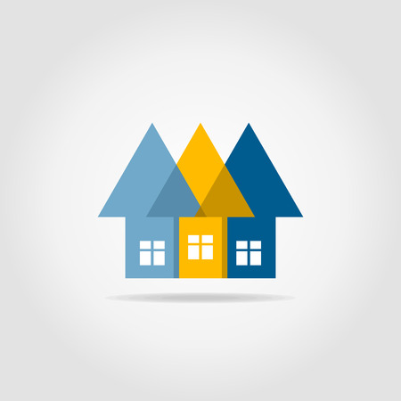 Three arrows in the form of houses with windowsのイラスト素材