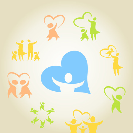 Set of silhouettes on a theme a family and love, a vector illustrationのイラスト素材