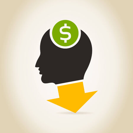 Dollar in a head of the man and a neck in the form of an arrowのイラスト素材