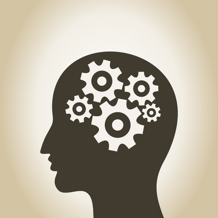 In a head of the man the idea was born the gear wheel turnsのイラスト素材