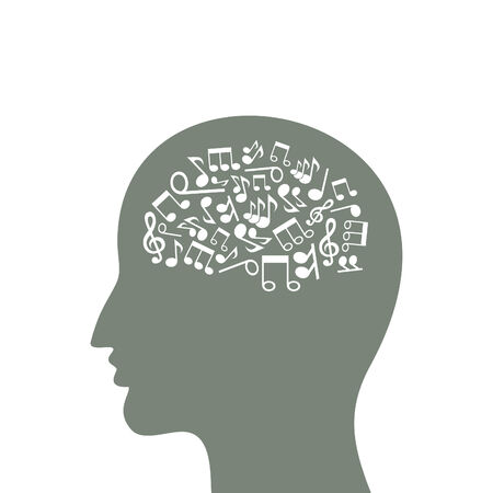 Musical notes in a head of the personのイラスト素材