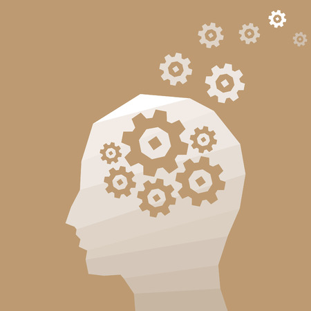 In a head of the man the idea was born the gear wheel turnsのイラスト素材
