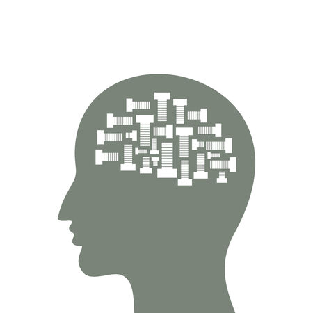 Brain of the person in a head from boltsのイラスト素材