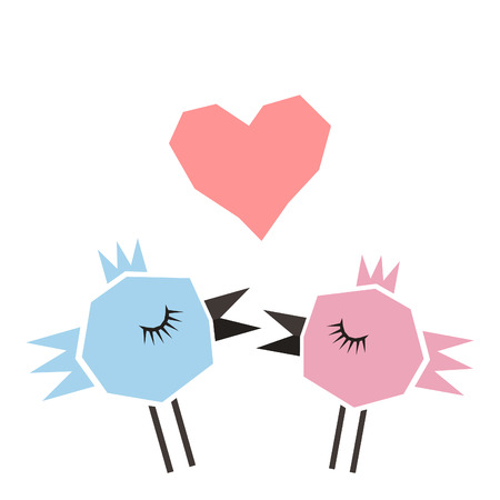 Two birds sing love heartのイラスト素材