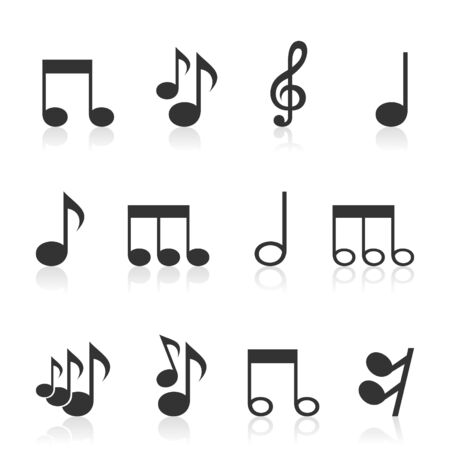 Set of icons of musical notes for designのイラスト素材
